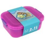 Lunch box rose clips purple 2.1 litres