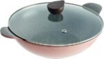 Neoflam granite cooking wok with lid, 36 cm - pink