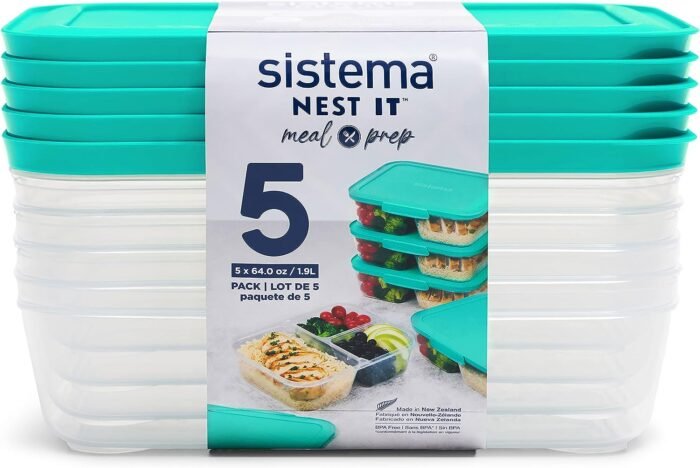 ⁦طقم 5 حافظة طعام 1.9 لتر SISTEMA⁩ - الصورة ⁦1⁩