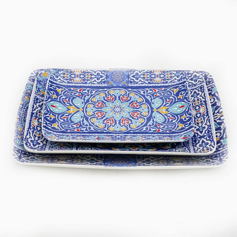 618-AMJzu-Th-L-AC-SL1000 Khayameya Blue Carpaccio Tray Set 3 Pieces - Image 1