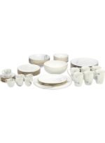 Gray Marble + Gold Line Coup 46 Piece Dinner Set