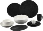 White-Black Coup Decorated 46 Piece Dinner Set