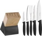 1880/23498/028/ Plenus Block Knives 6 Piece Handle Black