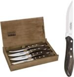 1880/29899/523/ FSC Set of 4 Brown Wood Hand Knife + Gift Wood Box