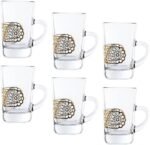 Furat طقم 6 استكانة شاي بيد مذهب