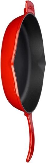 ⁦طاسة قلي / شواء من لافا، متكاملة مع مقابض من الحديد المصبوب. القطر (Ø)28 سم. أحمر⁩ - الصورة ⁦2⁩