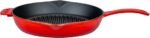 Lava LV Y GT 28 K0 R Cast Iron Grill Pan With Cast Iron Self Handle, Round, 28 x 28 cm - Red - الصورة 2