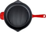 Lava LV Y GT 28 K0 R Cast Iron Grill Pan With Cast Iron Self Handle, Round, 28 x 28 cm - Red