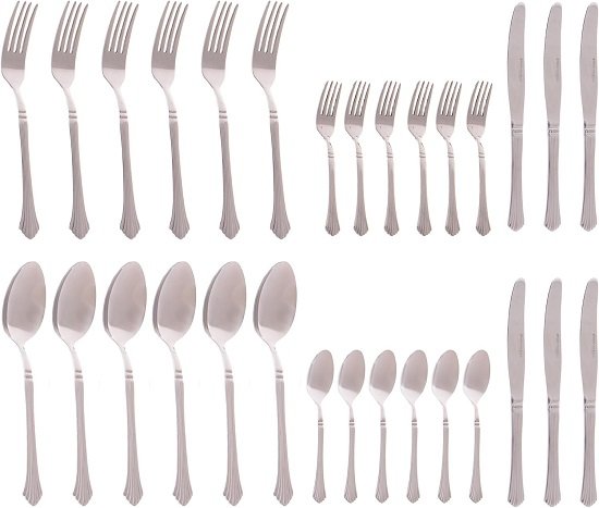 71nLh9qsNqL._AC_SL1500_ Zinnia Stainless Steel Cutlery 30-Piece Set - الصورة 1