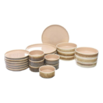 Beige Glaze inside/obelisk light outside El طقم 24 قطعة بورسلين