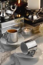 Ruya Silver Striped طقم قهوة 4 قطع