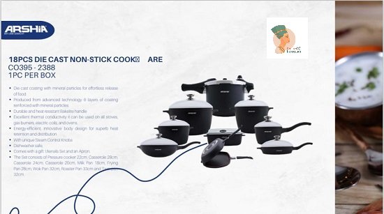 image-040 طقم تيفال ارشا الماني 18قطعة ARSHIA 2388 - الصورة 1