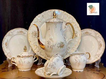 طقم شاى 24 قطعة مدهب عيار 24 أتشيكى