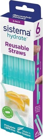 Straws طقم 6 شاليموه متعدد الاستخدام sisitema