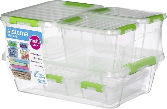 812H2psFxsL._AC_SL1500_ Storageطقم 6 وعاء تخزين أخضر مقاسات صغيرة sistema - الصورة 1