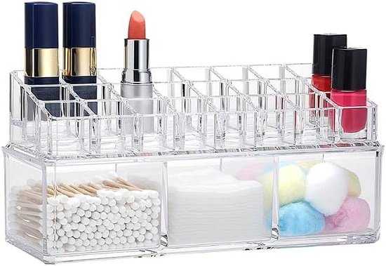 51KCb8aP1FL._AC_SL1000_ منظم مستحضرات تجميل من الاكريليك، شفاف من اتش اي سي - الصورة 1
