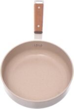 ⁦مقلاة نيوفلام EK-BG-W20 ذات غطاء زجاجي، مقاس 24 سم، لون رخامي باللون البيج الكريمي⁩ - الصورة ⁦3⁩