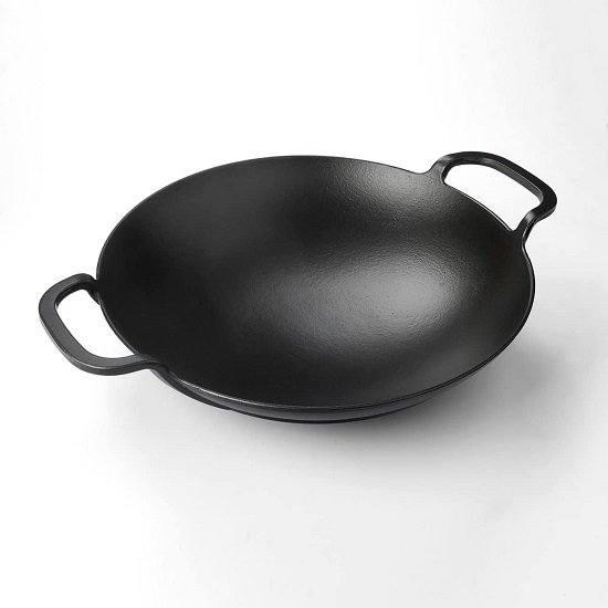 51MzK34ZB7L._AC_SL1200_ Lava Cast Wok Pan with Metal Handle 38 cm Black - الصورة 1