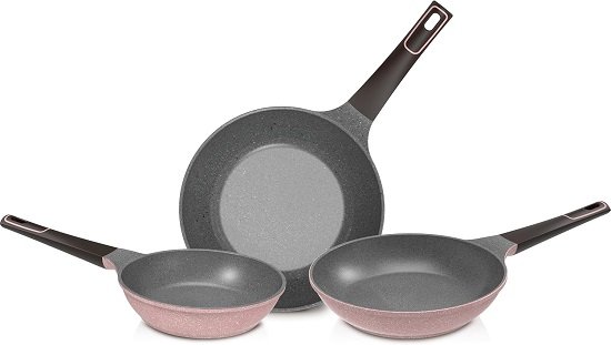 71CvDbAYkmL._AC_SL1500_ طقم أواني للطهي 3 قطع تيلي من نيوفلام، لون وردي رخامي، ألومنيوم - الصورة 1