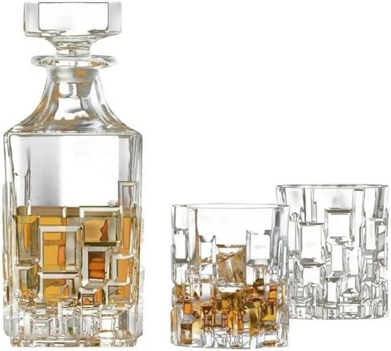 51ANnI8h01L._AC_SL1000_ طقم زجاجة اتنا مربعة و6 أكواب زجاج كريستالية من ار سي شفاف - الصورة 1