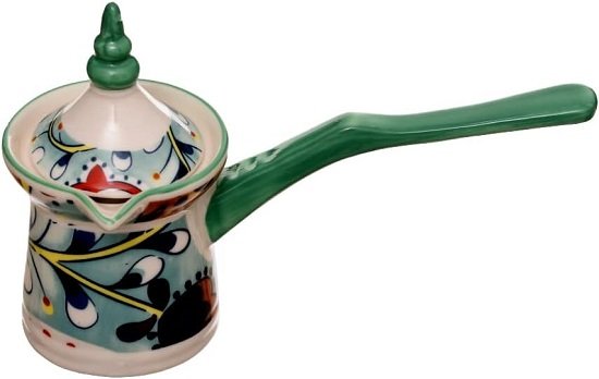 51qQoIqtcXL._AC_SL1000_ كنكة بورسلين عالية الجودة مع غطاء من روزا اف ام، موديل بلون اخضر مزين بزهور، عدد القطع: 1 - الصورة 1