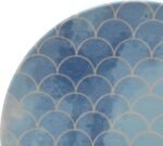 ⁦روزا طبق حلوى من البورسلين على شكل قشور سمك، مقاس 21 سم، أزرق⁩ - الصورة ⁦3⁩