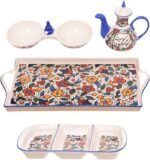 ⁦طقم فطار من روزا اف ام، بورسلين فلورا، بمادة متينة، للمنزل، 11 قطعة، - لون ازرق⁩ - الصورة ⁦4⁩