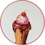 روزا طبق حلوى ايس كريم من البورسلين، 3 اكواب، مقاس 21 سم، متعدد الألوان