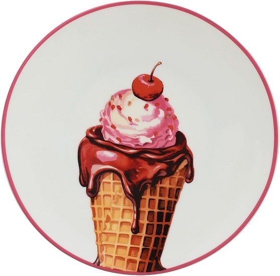 61oHA+7kprL._AC_SL1500_ روزا طبق حلوى ايس كريم من البورسلين، 3 اكواب، مقاس 21 سم، متعدد الألوان - الصورة 1