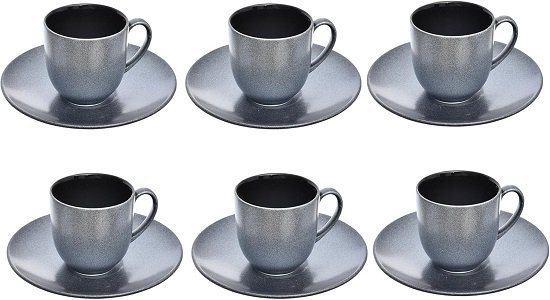 71Y-0OzvAoL._AC_SL1500_ طقم قهوة بورسلين من روزا - 12 قطعة - رمادي ميتاليك - الصورة 1