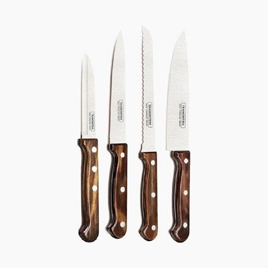 7891112111035_2 Tramontina Stainless Steel Polywood Brown 4 pcs Knives set - الصورة 1