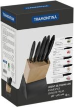 Plenus بلوك سكاكين 6 قطع يد أسود Tramontina - الصورة 4