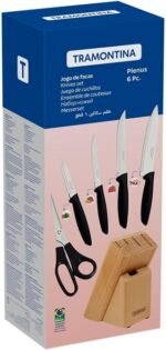 PLENUS بلوك خشب سكاكين 6 قطع أسود Tramontina - الصورة 4