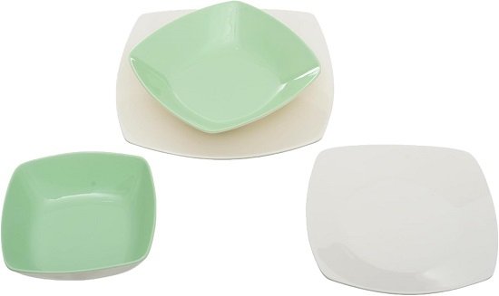 51ScH41GxML._AC_SL1500_ طقم ميلامين24 مربع الوان لونين وجه وظهر(اخضر) - الصورة 1