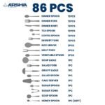 ⁦شنطة معالق 86قطعة  جولد ARSHIA3350TM112GGS⁩ - الصورة ⁦2⁩