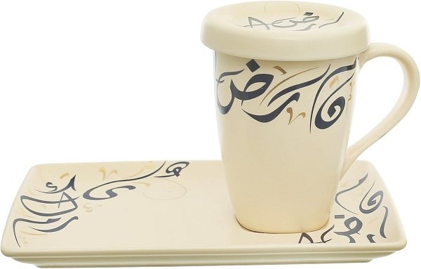 61u4y83NPHL._AC_SL1500_ (1) Kalemat مج رومانى + طبق مستطيل +غطاء - الصورة 1