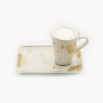 Golden Decorations مج رومانى + طبق مستطيل +غطاء