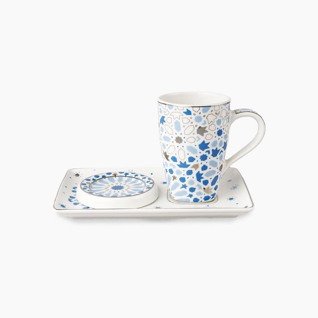 EGY_6228968950104 Nogoum مج رومانى + طبق مستطيل +غطاء - الصورة 1