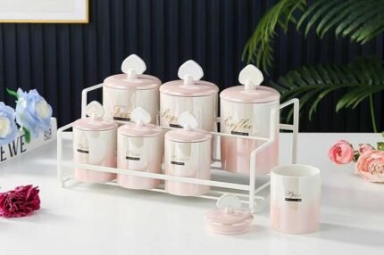 طقم توابل 7 قطع على استاند