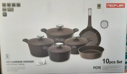 Pote/Black Marble-  طقم 10 قطع + هدية(4حلة+ص+ط)