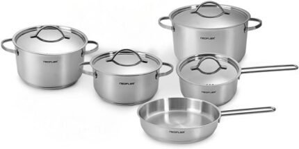 طقم حلل ستانلس9قطع (3 حلة+كسرولة بغطاء+ط 26)